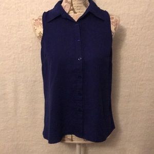 Blue Sleeveless Blouse